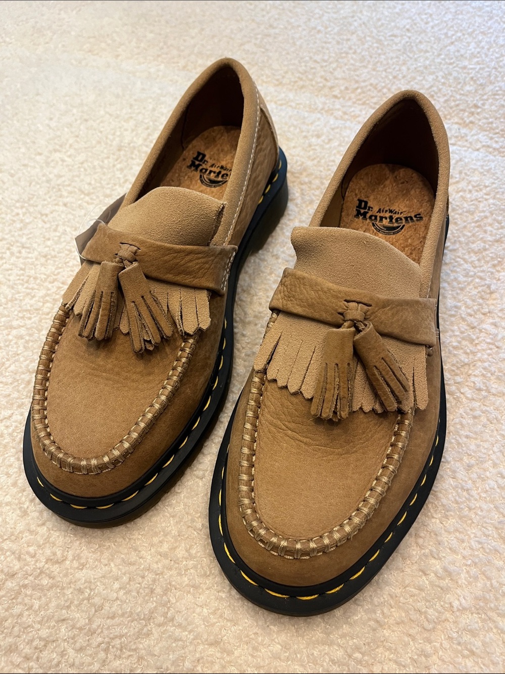 Dr. Martens AirWair Two-Tone Tan Suede Tassel Unisex Loafers {Woman’s 9.5-10}